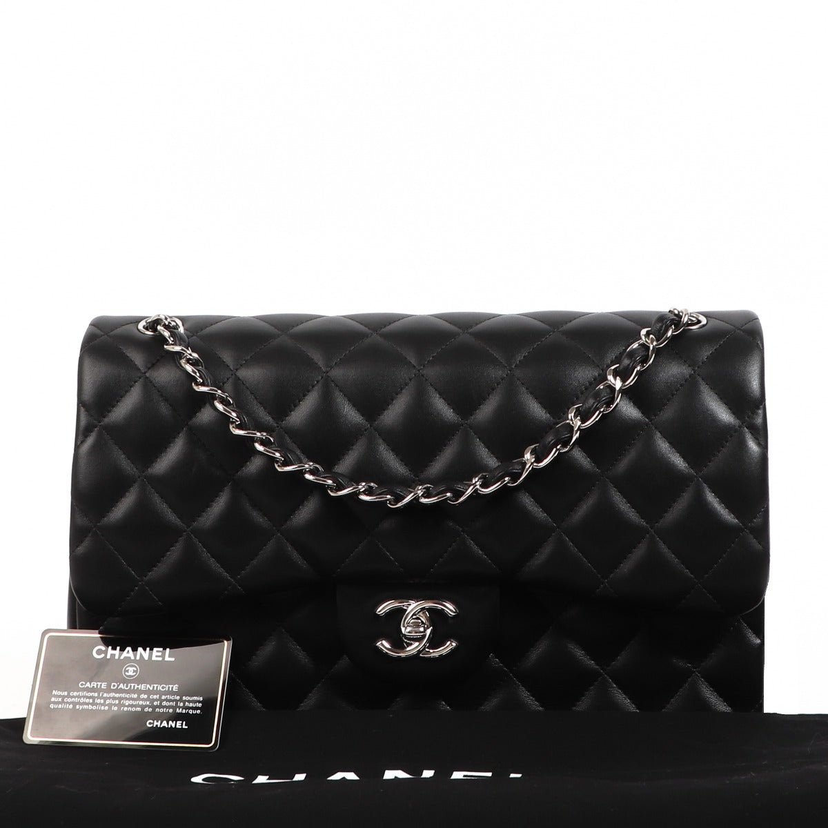 Chanel Black Lambskin Large Classic Flap Bag
