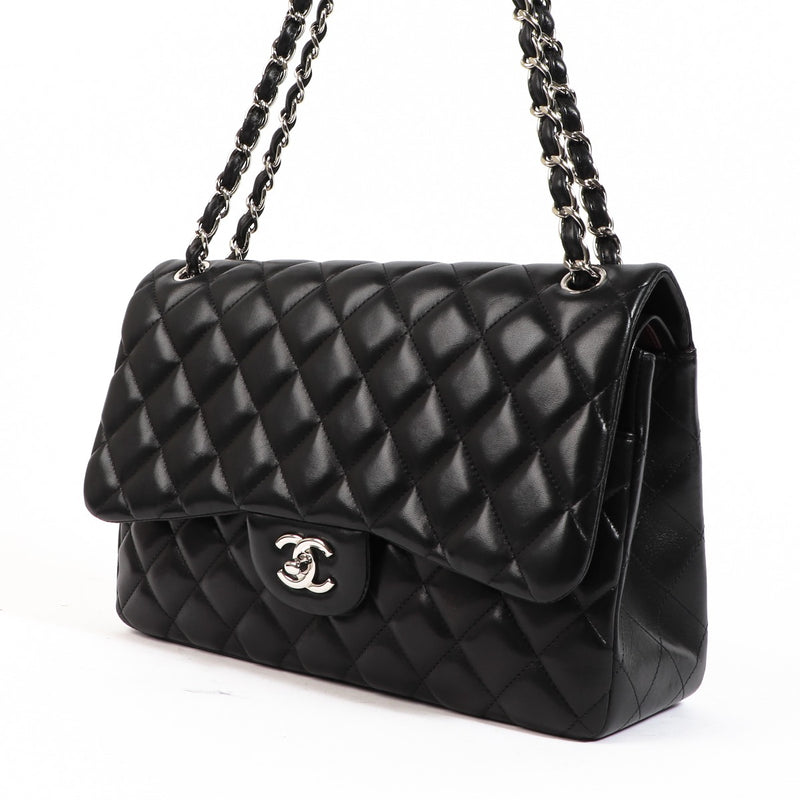 Chanel Black Lambskin Large Classic Flap Bag