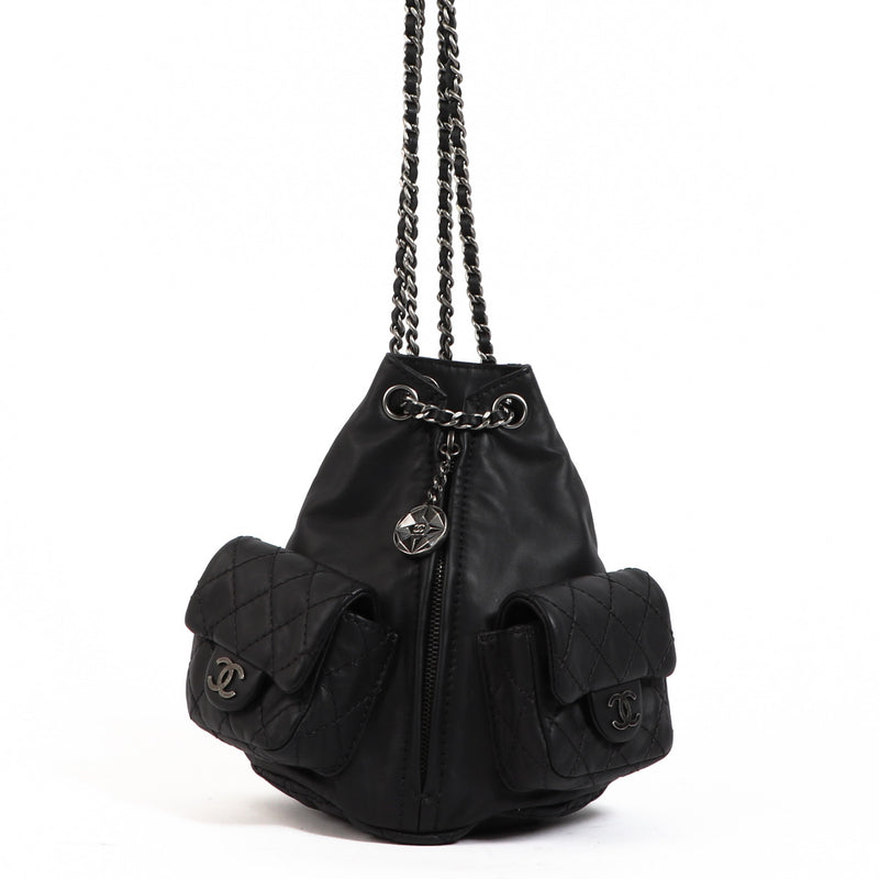 Chanel Black Leather Mini Backpack
