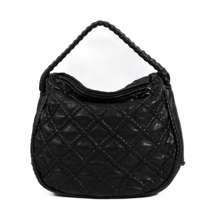 Chanel Black Lambskin Hidden Chain Hobo Bag
