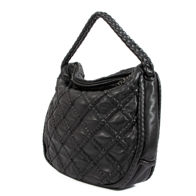 Chanel Black Lambskin Hidden Chain Hobo Bag