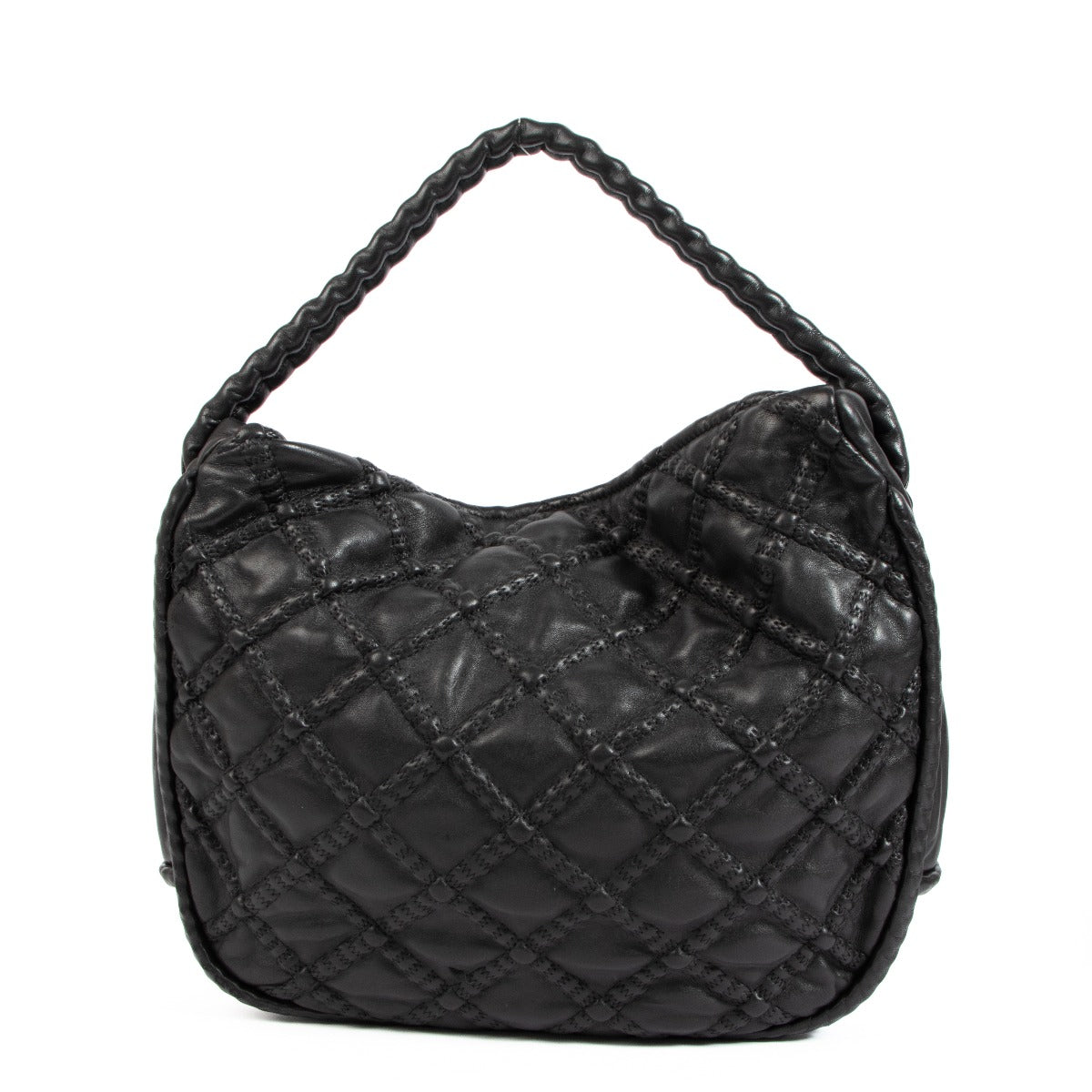 Chanel Black Lambskin Hidden Chain Hobo Bag