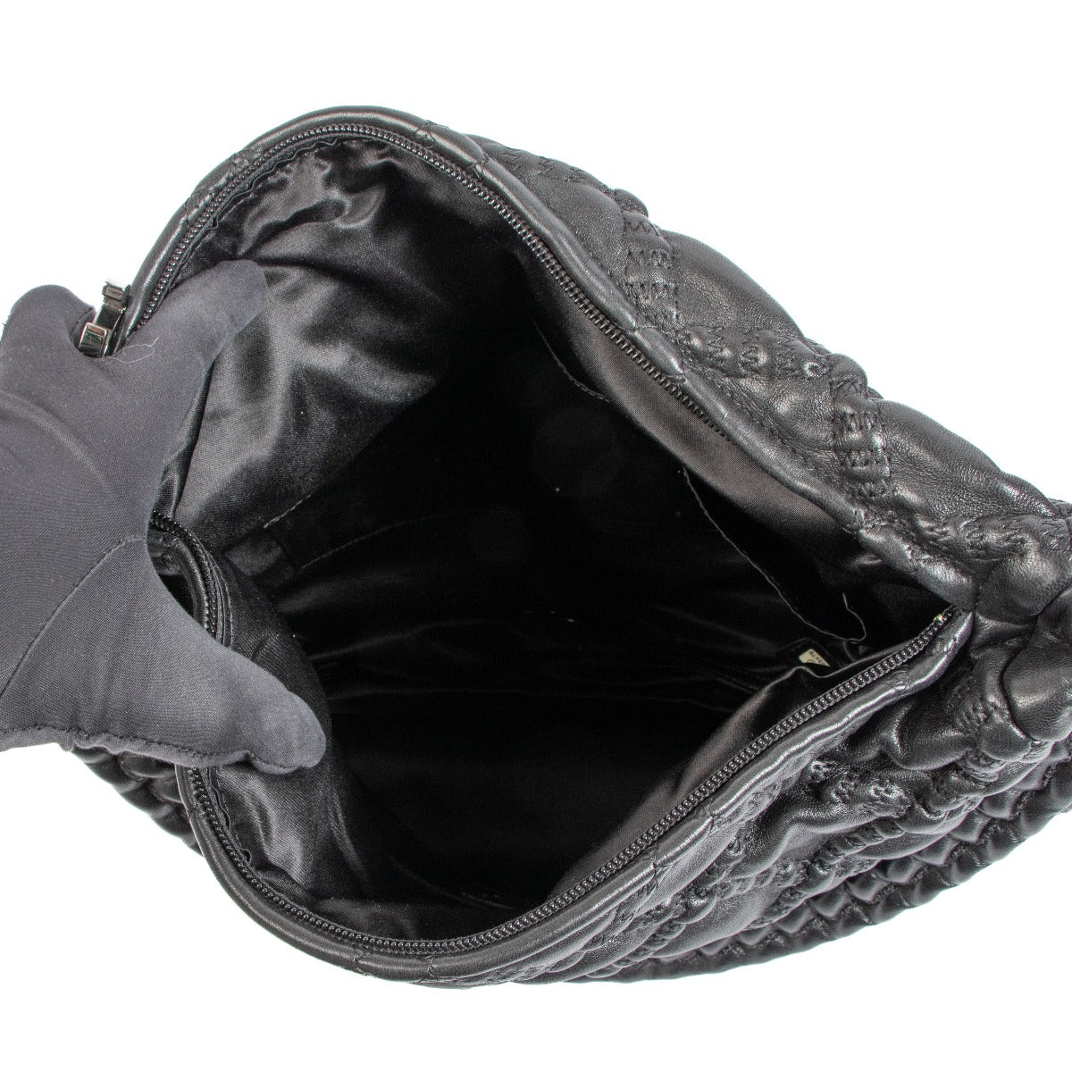 Chanel Black Lambskin Hidden Chain Hobo Bag