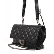 Chanel 2016 Black Goatskin Chain Large Classic Flap Bag