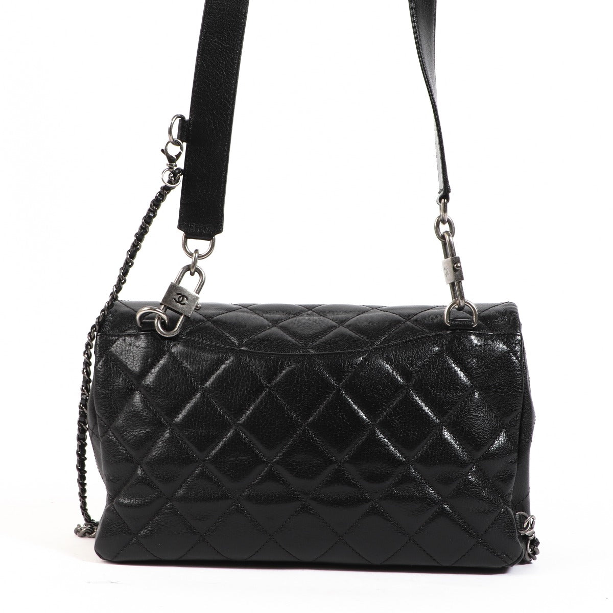 Chanel 2016 Black Goatskin Chain Large Classic Flap Bag