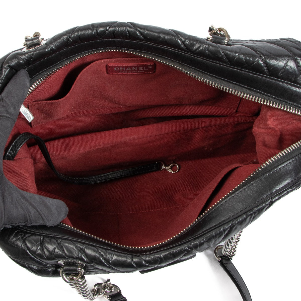 Chanel Black Chevron Aged Calfskin Bowling Bag