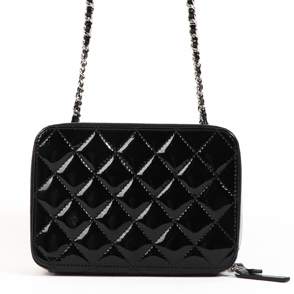 Chanel Black Patent Leather Mini Vanity Crossbody Bag for sale at Labellov resale website and fashion platform for preloved and secondhand luxury items