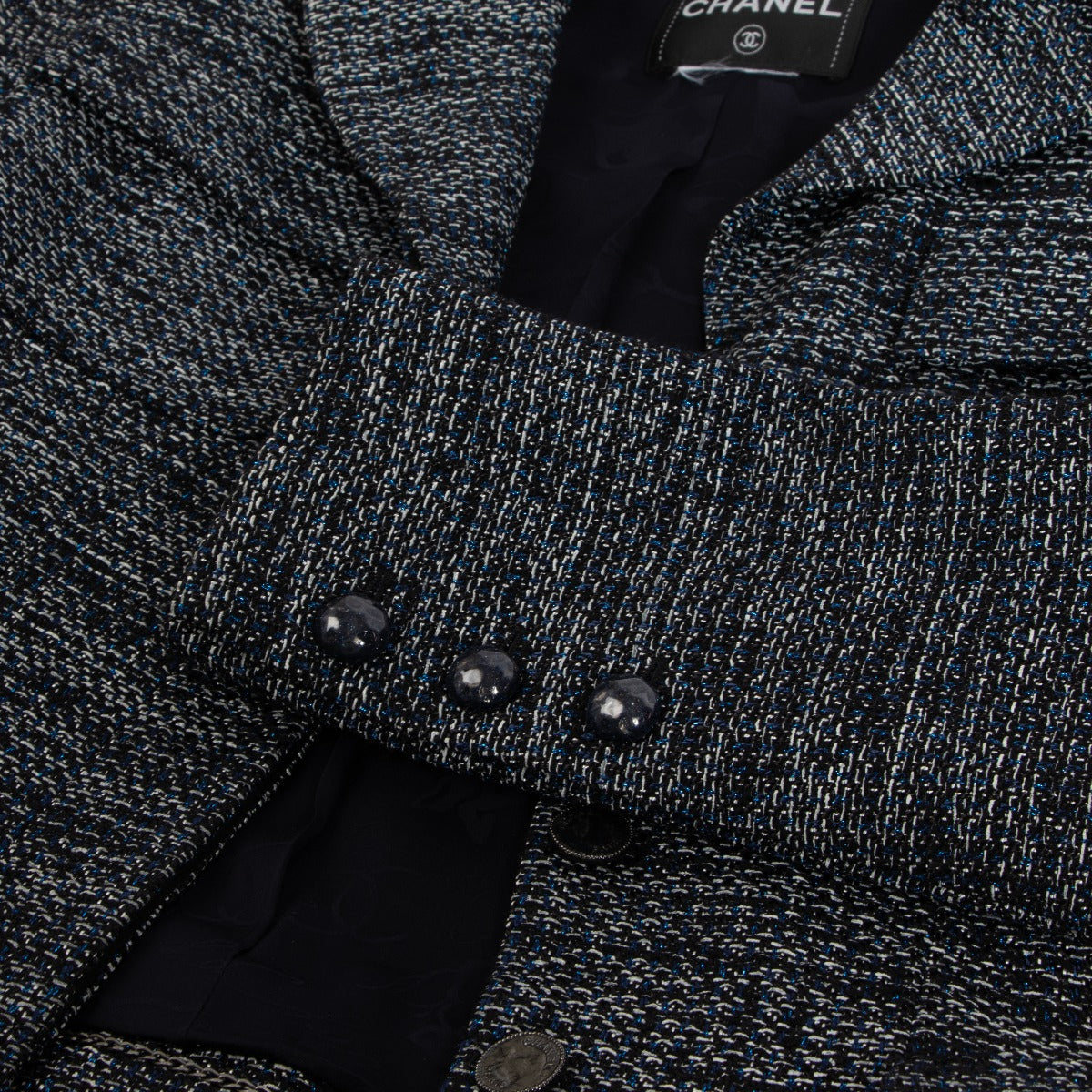 Chanel Blue Shimmer Cotton Tweed Jacket