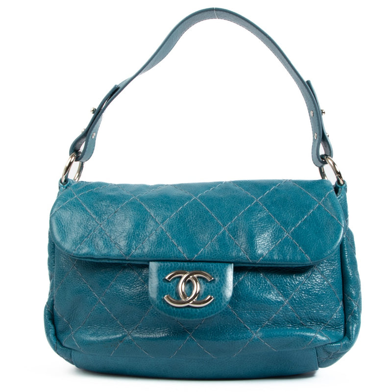 Chanel Teal Aged Calfskin On The Road Flap Bag