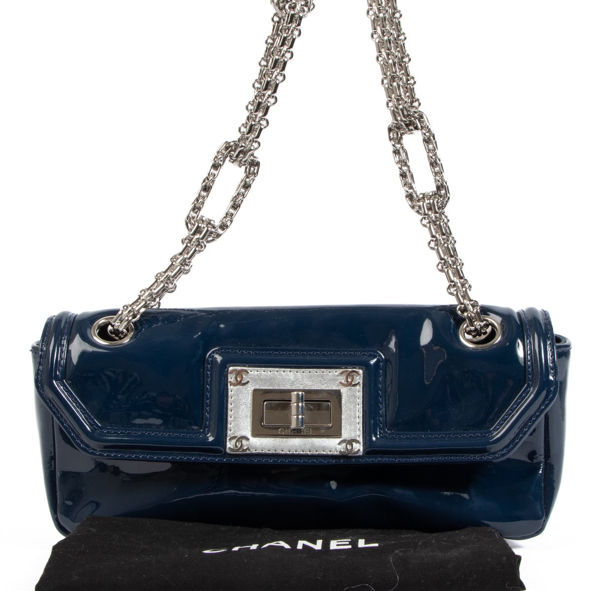 Shop an authentic second hand Chanel Blue Patent Leather Shoulder Bag on Labellov.com