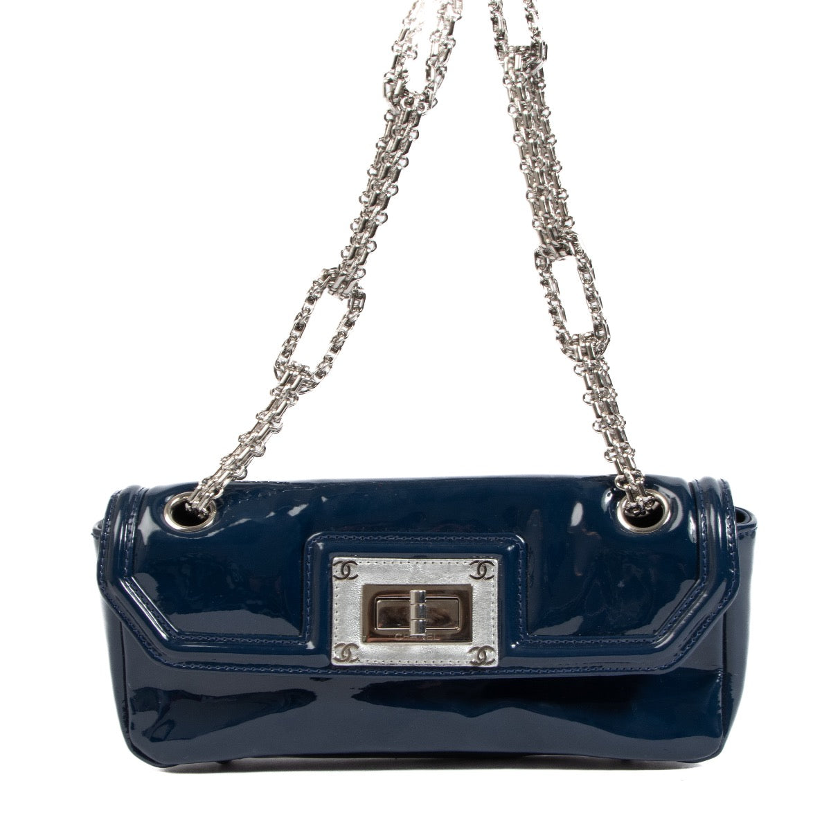 Shop an authentic second hand Chanel Blue Patent Leather Shoulder Bag on Labellov.com