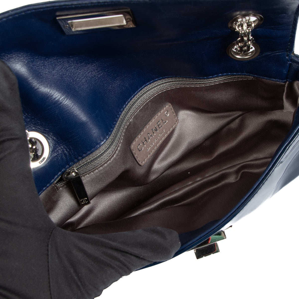 Shop an authentic second hand Chanel Blue Patent Leather Shoulder Bag on Labellov.com