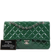 Chanel Green Patent Leather Classic Flap Bag