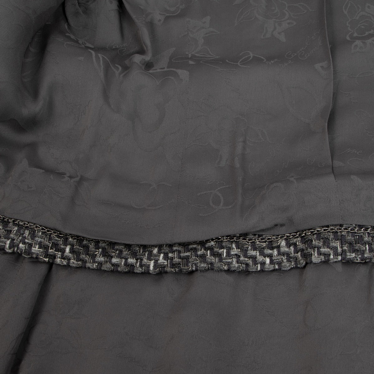 Chanel Grey Silver Long Tweed Jacket