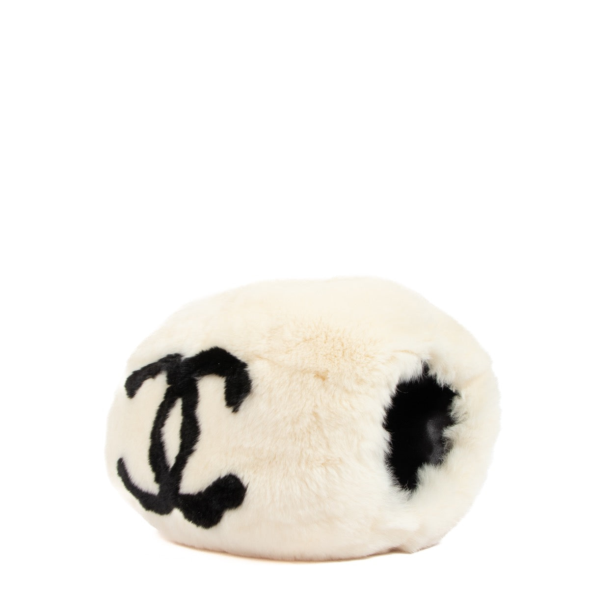 Buy an authentic second hand Chanel White Interlocking CC Logo Fur Hand Muff in very good condition at Labellov