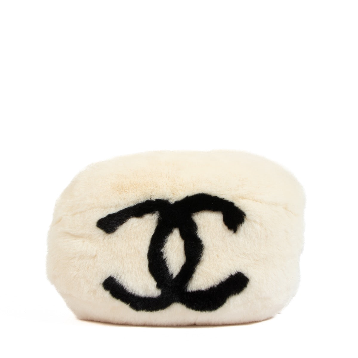Buy an authentic second hand Chanel White Interlocking CC Logo Fur Hand Muff in very good condition at Labellov