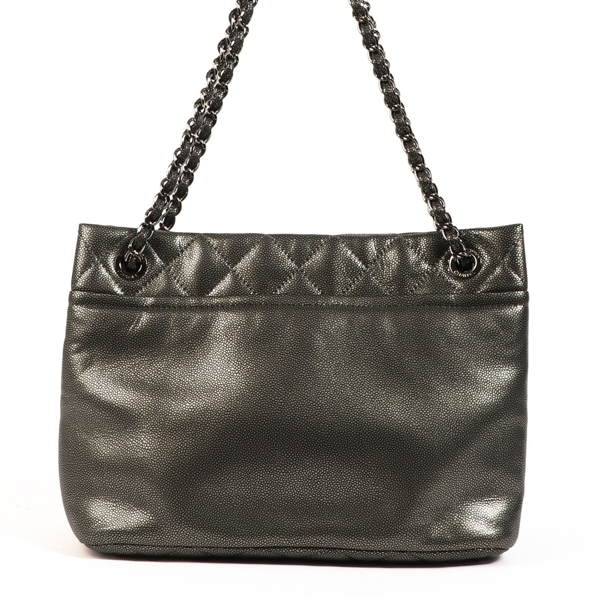 Chanel Metallic Grey Calfskin Timeless CC Soft Tote Bag