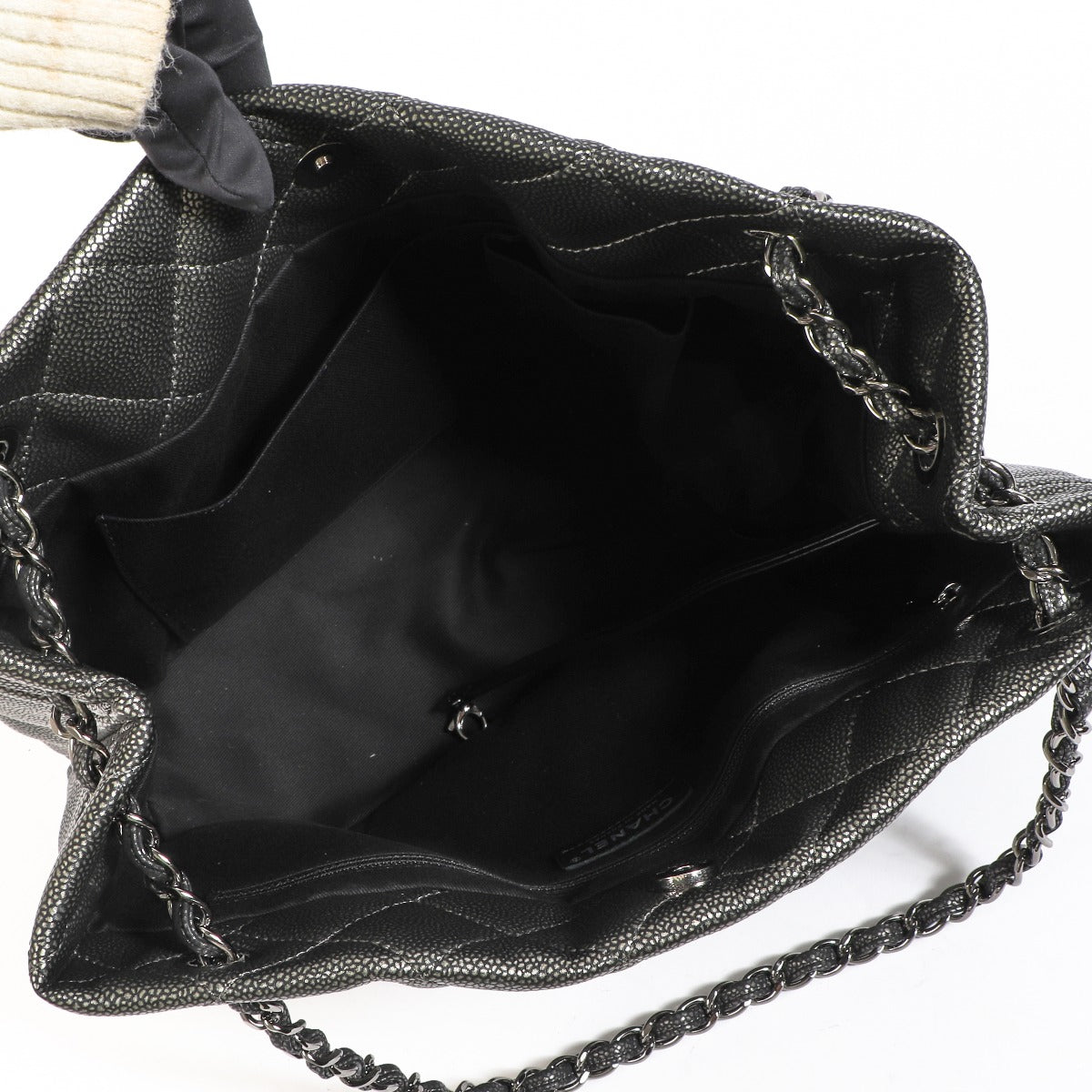 Chanel Metallic Grey Calfskin Timeless CC Soft Tote Bag