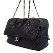 Chanel Navy Blue Leather Bowling Bag