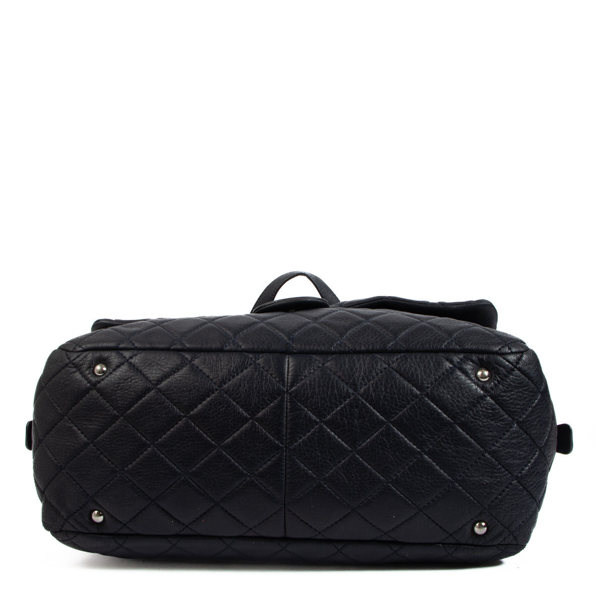 Chanel Navy Blue Leather Bowling Bag