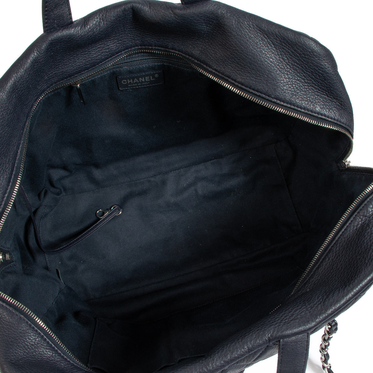 Chanel Navy Blue Leather Bowling Bag