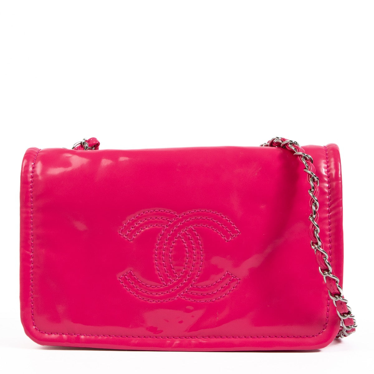 Chanel CC Roze Vinyl Crossbody Clutch Tas