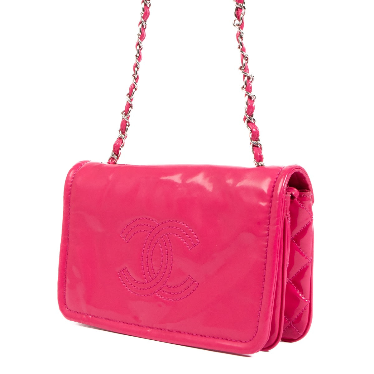 Chanel CC Pink Vinyl Crossbody Clutch Bag