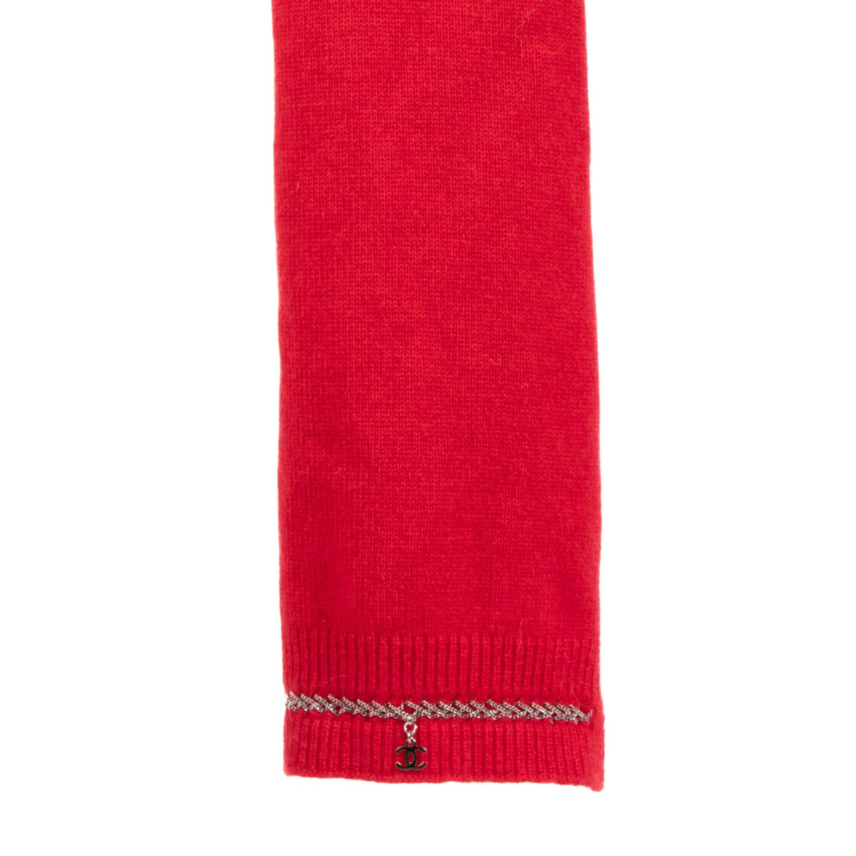 Chanel Red Cashmere Scarf/Beanie Set
