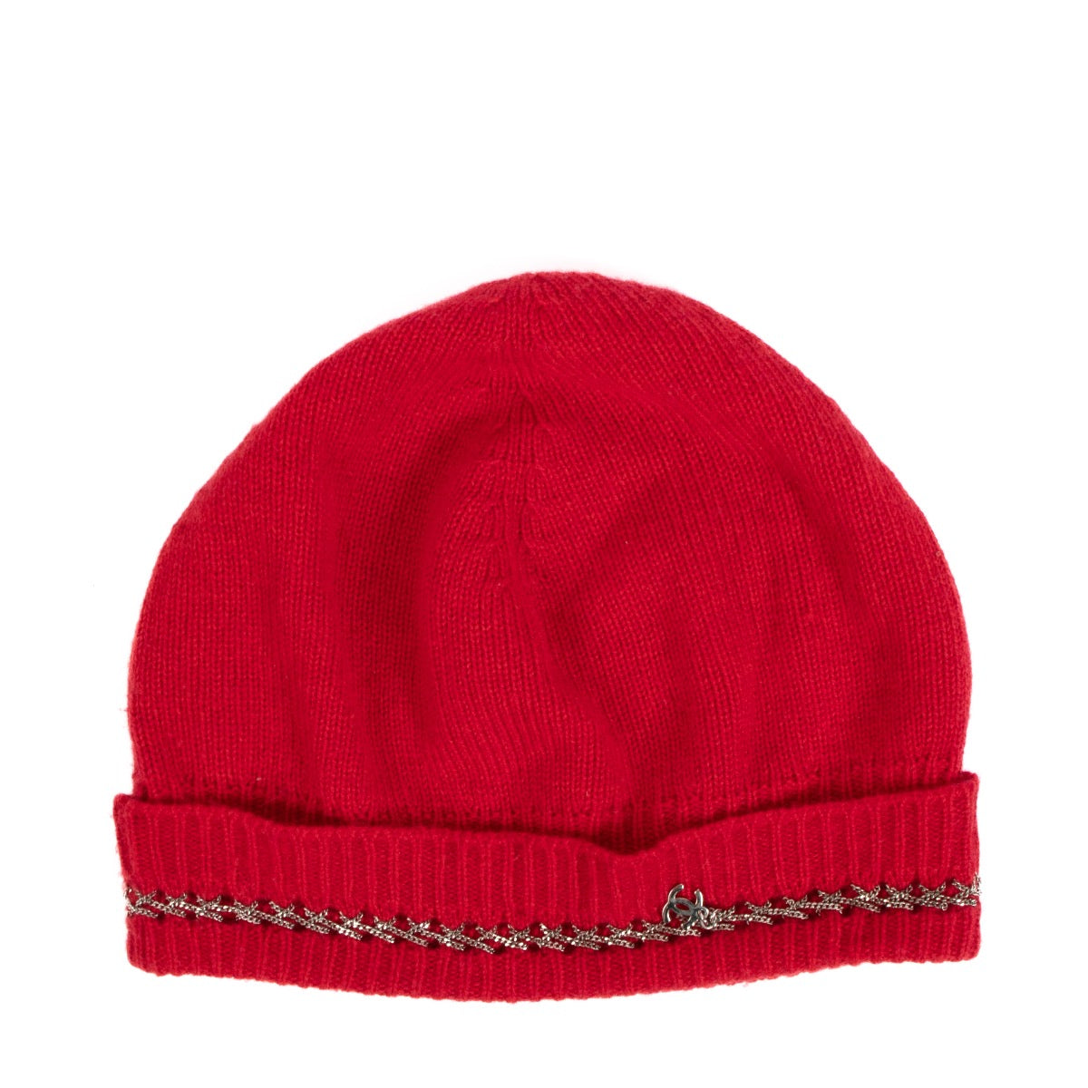 Buy an authentic second hand Chanel Red Cashmere Scarf/Beanie Set in very good condition at Labellov.com