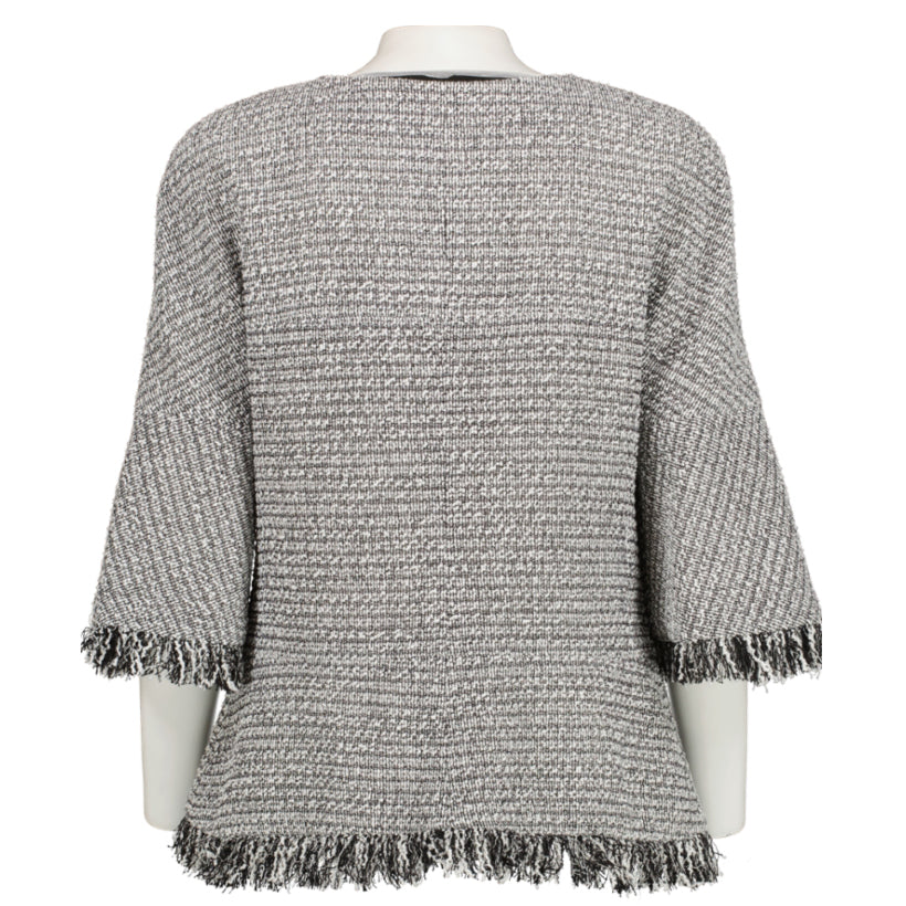 Chanel 18P Black/White Fringe Tweed Jacket