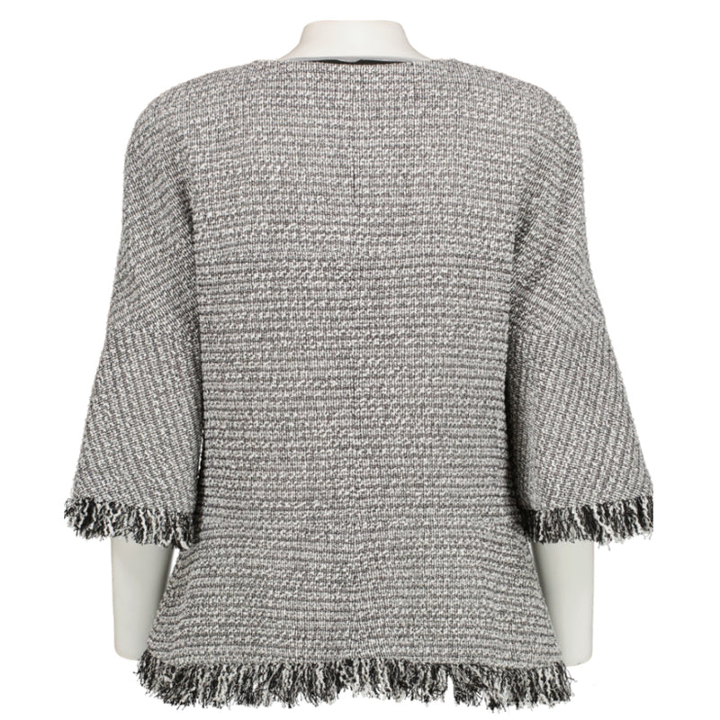 Chanel 18P Black/White Fringe Tweed Jacket