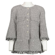 Chanel 18P Black/White Fringe Tweed Jacket