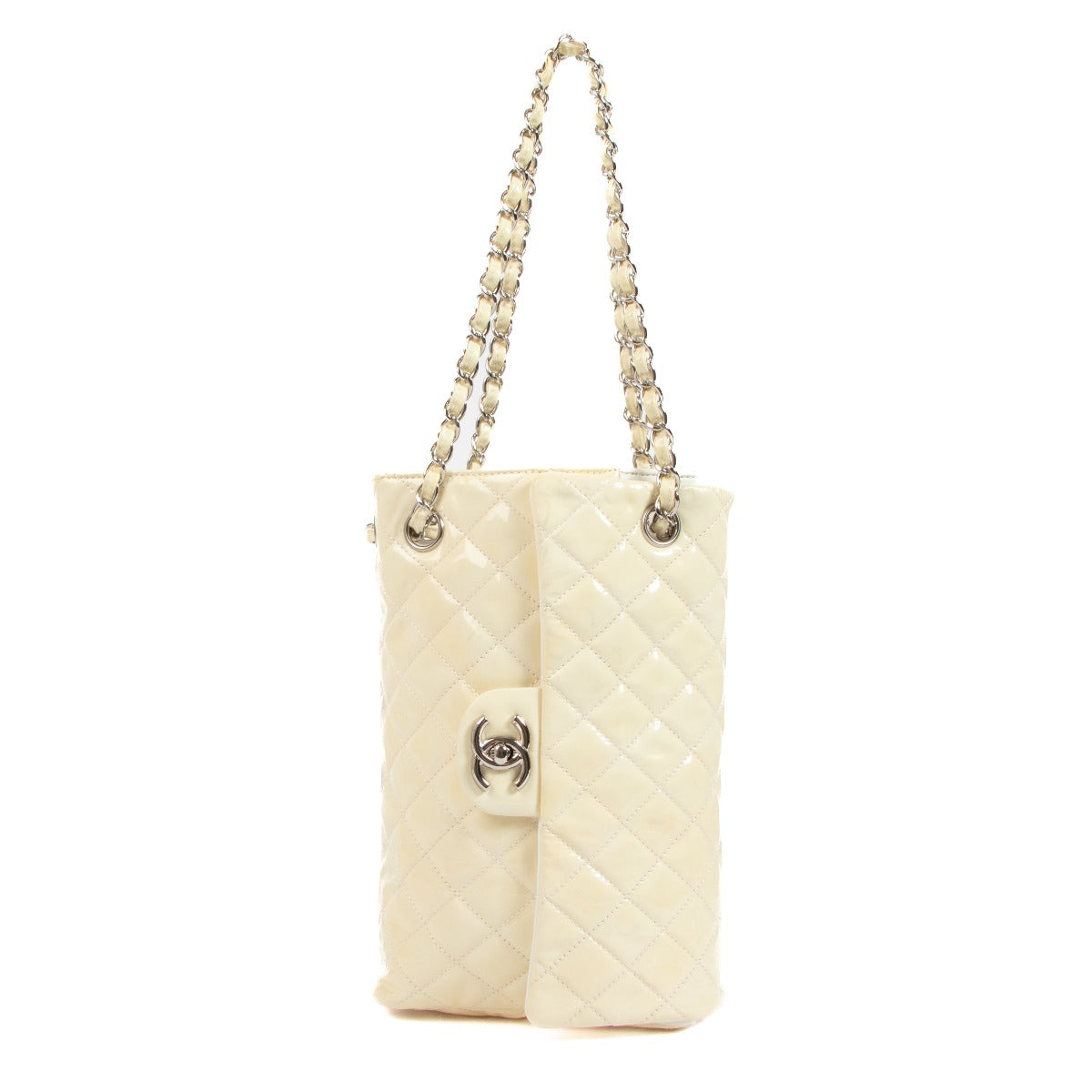 Chanel Beige Patent Leather Classic Flap Bucket Bag