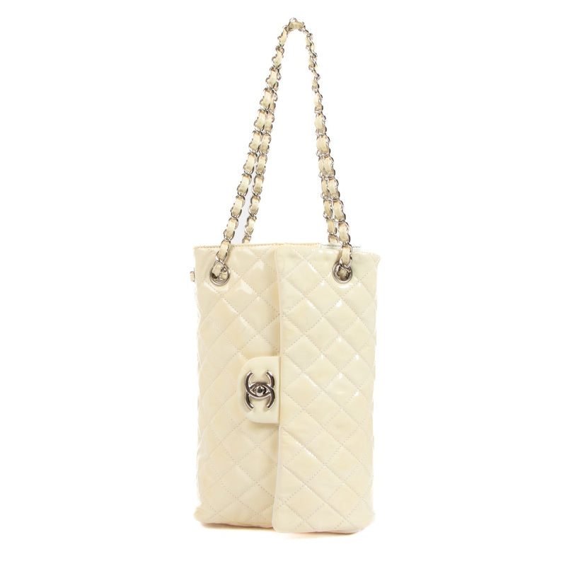 Chanel Beige Patent Leather Classic Flap Bucket Bag