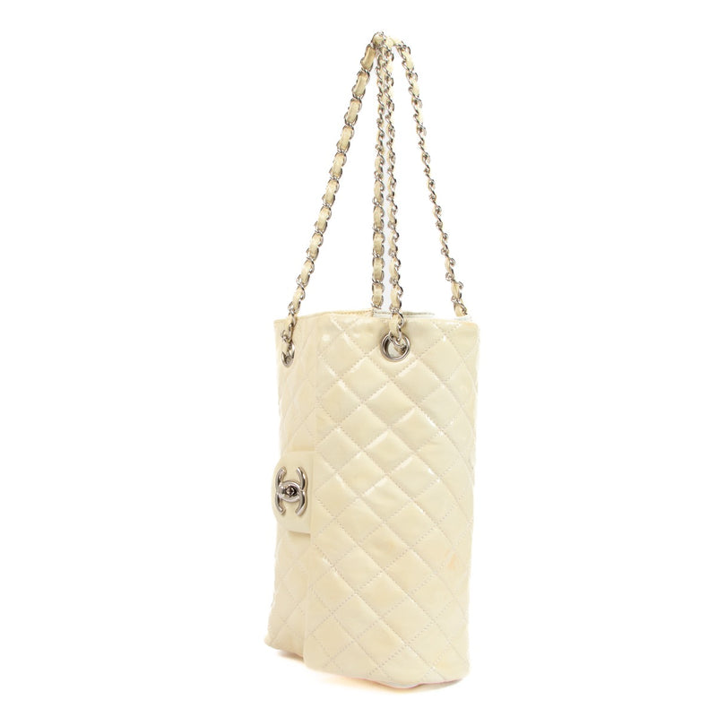 Chanel Beige Patent Leather Classic Flap Bucket Bag