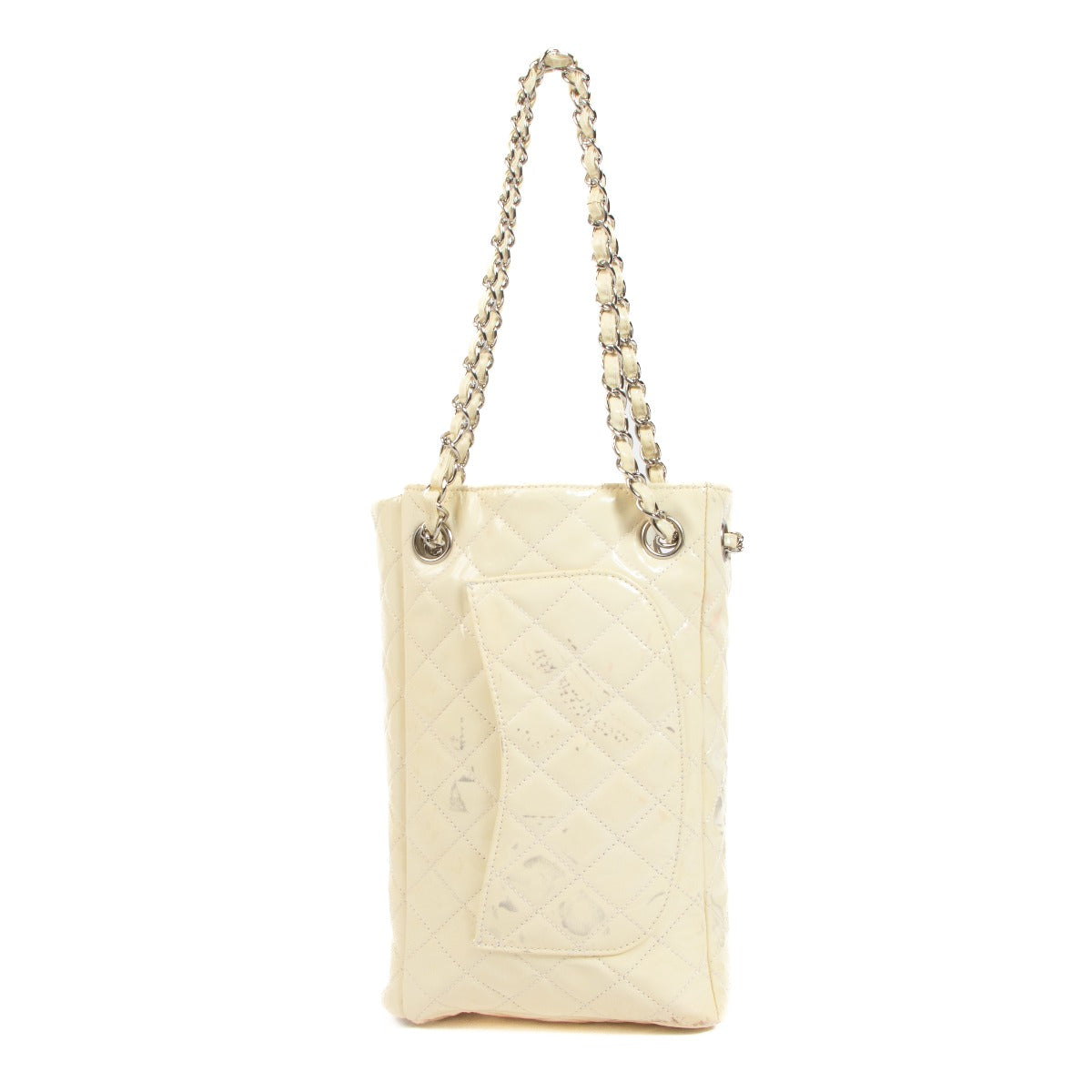Sac seau Chanel Classic Flap en cuir verni beige