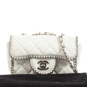 Buy an authentic second hand Chanel White Chain Around Mini Classic Flap Bag in good condition at Labellov