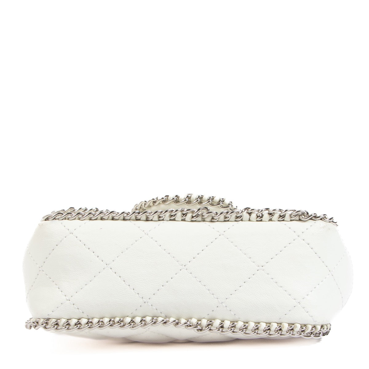 Buy an authentic second hand Chanel White Chain Around Mini Classic Flap Bag in good condition at Labellov
