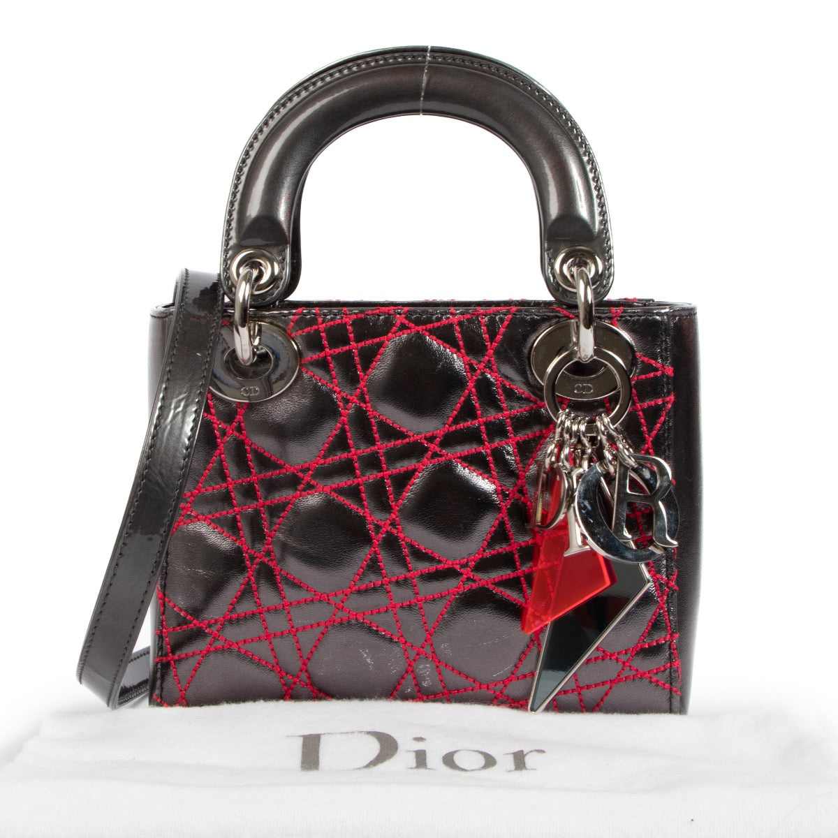 Shop an authentic second hand Christian Dior Grey Metallic Mini Lady Dior on Labellov.com