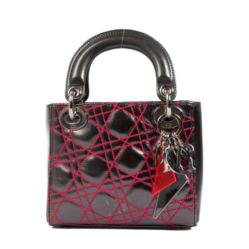 Shop an authentic second hand Christian Dior Grey Metallic Mini Lady Dior on Labellov.com