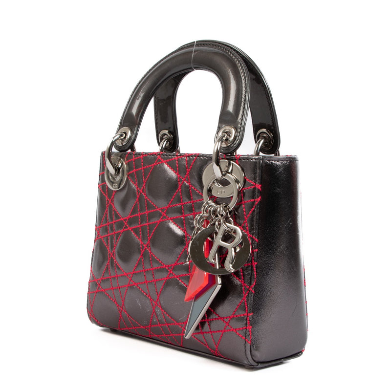 Shop an authentic second hand Christian Dior Grey Metallic Mini Lady Dior on Labellov.com