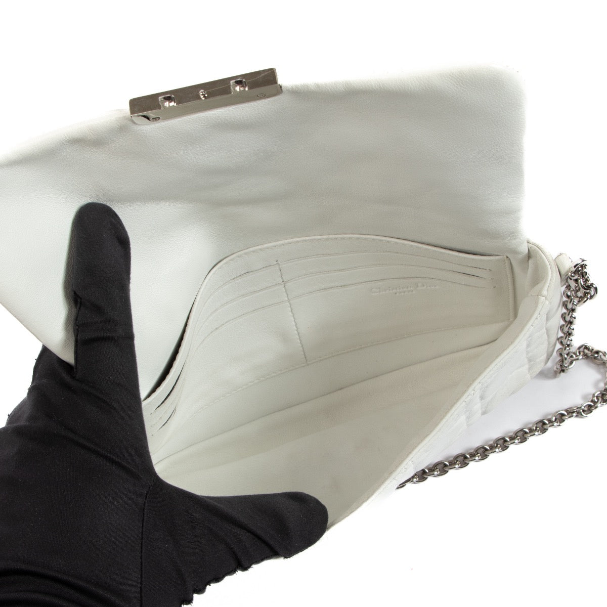 Shop an authentic second hand Christian Dior Miss Dior White Leather Crossbody on Labellov.com