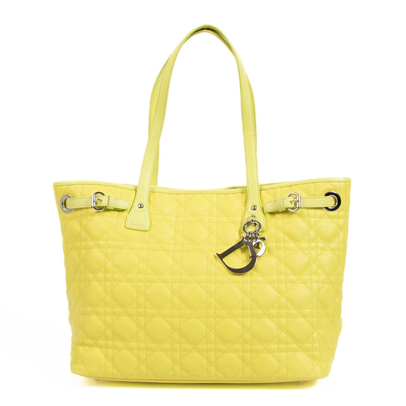 Christian Dior Yellow Panarea Cannage Tote Bag