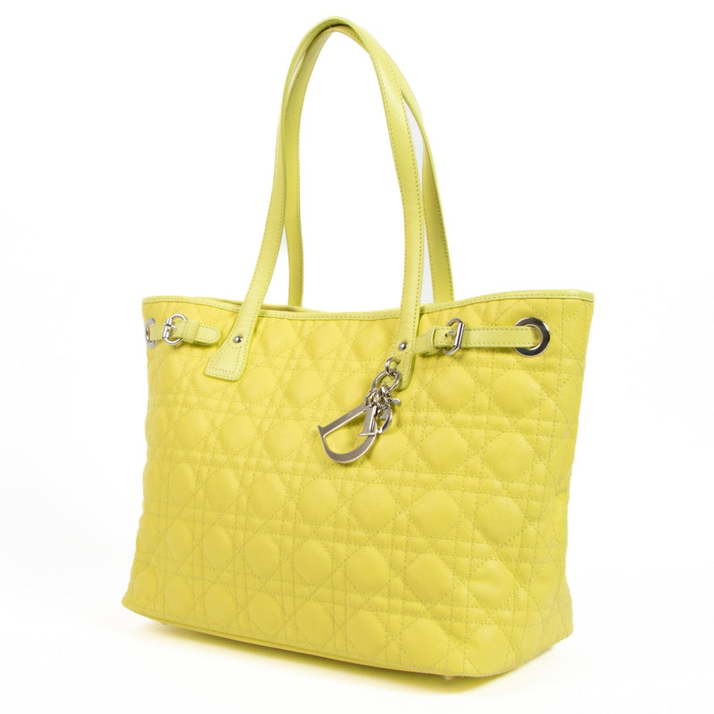 Christian Dior Yellow Panarea Cannage Tote Bag