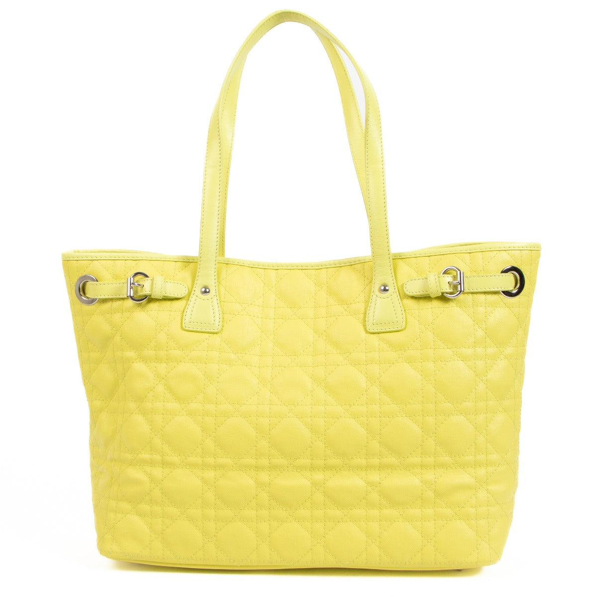 Christian Dior Yellow Panarea Cannage Tote Bag