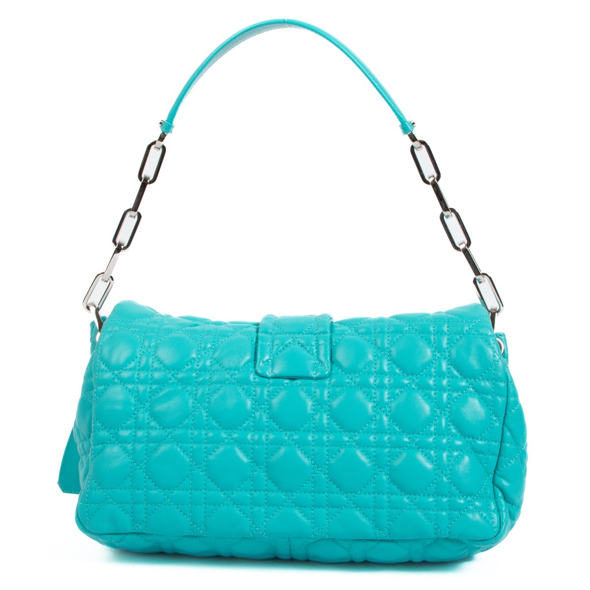 Christian Dior Turquoise Cannage Quilted Lambskin New Lock Bag