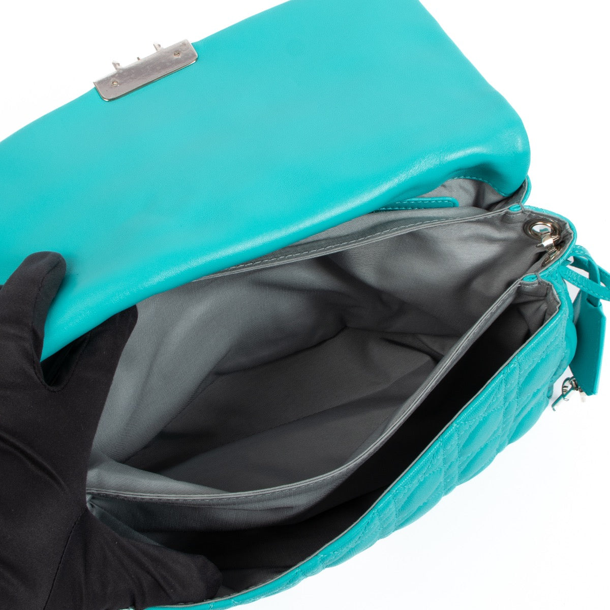 Shop an authentic second hand Christian Dior Turquoise Cannage Quilted Lambskin Leather Promenade Shoulder Bag on Labellov.com