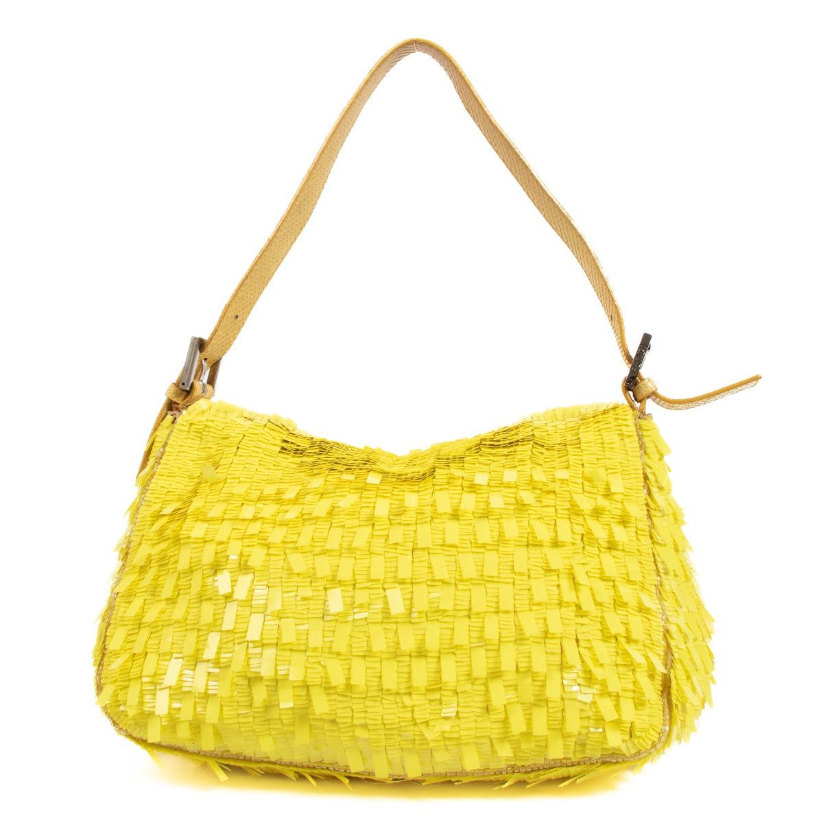 Buy a 100% authentic second hand Fendi Neon Yellow Sequin Mamma Baguette Shoulder Bag in good condition at Labellov