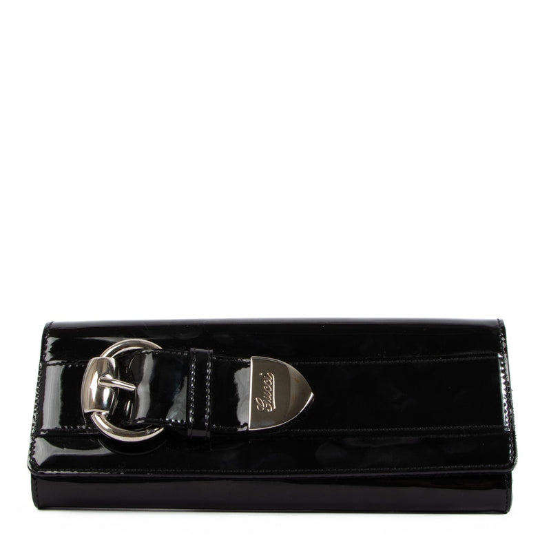 Shop an authentic second hand Gucci Black Patent Leather Romy Buckle Clutch on Labellov.com