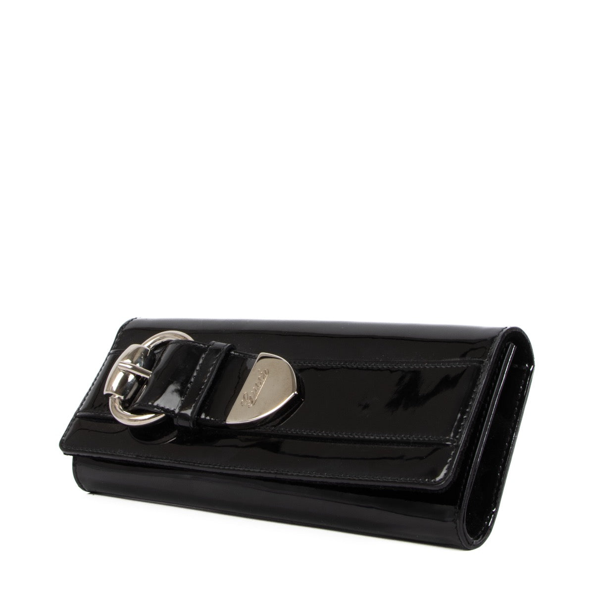Shop an authentic second hand Gucci Black Patent Leather Romy Buckle Clutch on Labellov.com